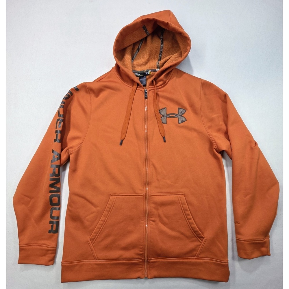 Under Armour Hoodie Jacket Mens M Burnt Orange Camo Full Zip Storm LIMITED USE